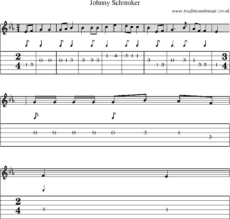 Guitar Tab and Sheet Music for Johnny Schmoker