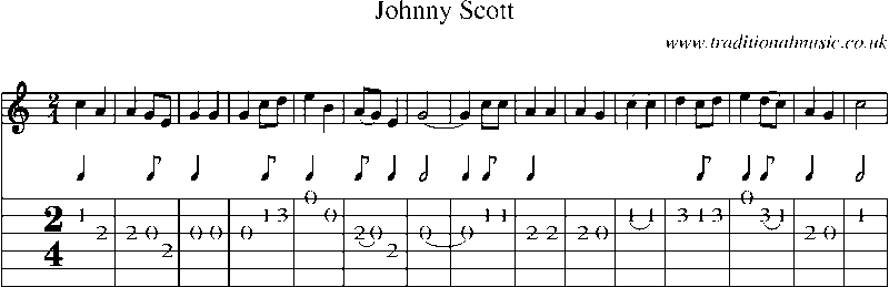 Guitar Tab and Sheet Music for Johnny Scott