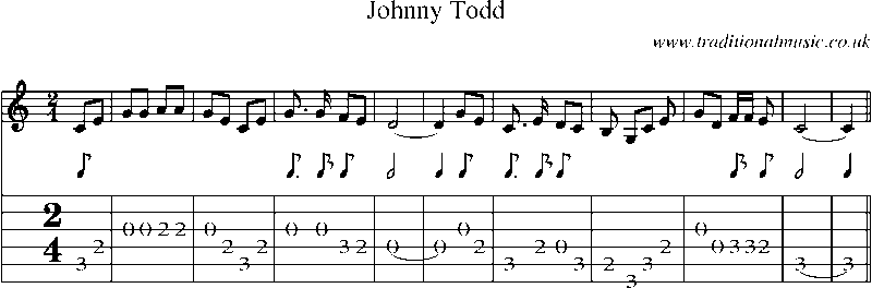 Guitar Tab and Sheet Music for Johnny Todd