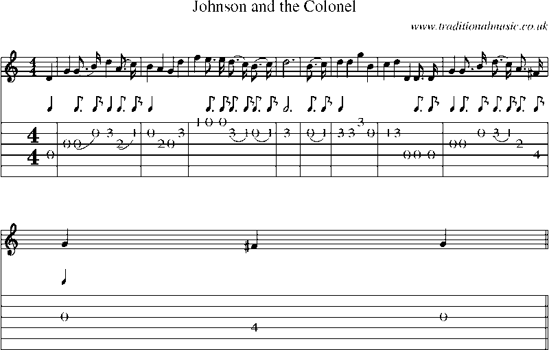 Guitar Tab and Sheet Music for Johnson And The Colonel