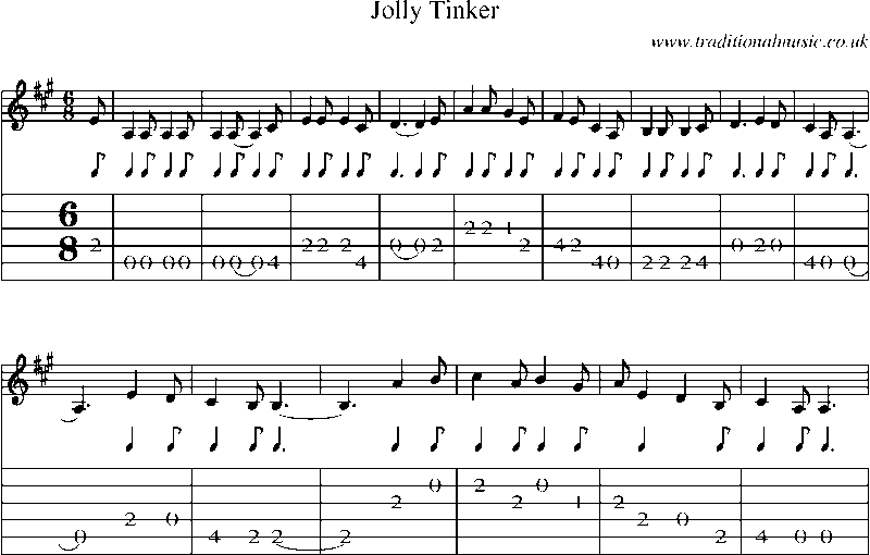 Guitar Tab and Sheet Music for Jolly Tinker