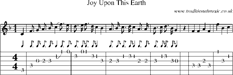 Guitar Tab and Sheet Music for Joy Upon This Earth