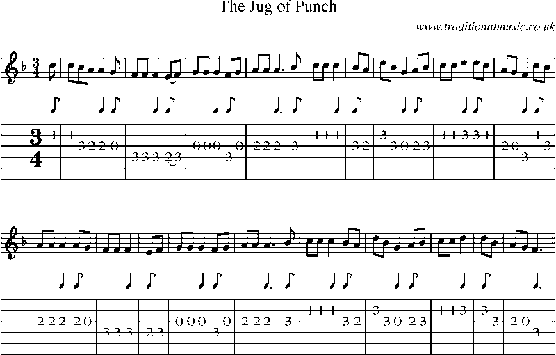 Guitar Tab and Sheet Music for The Jug Of Punch