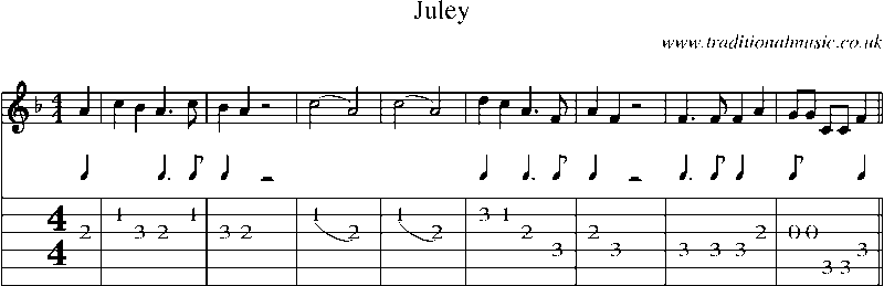 Guitar Tab and Sheet Music for Juley