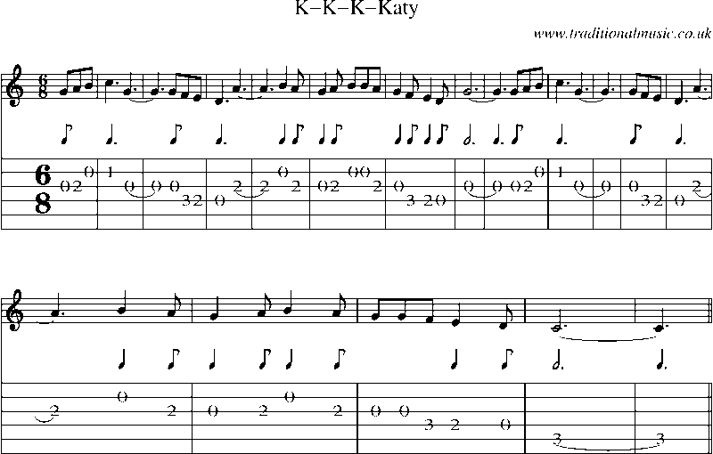 Guitar Tab and Sheet Music for K-k-k-katy