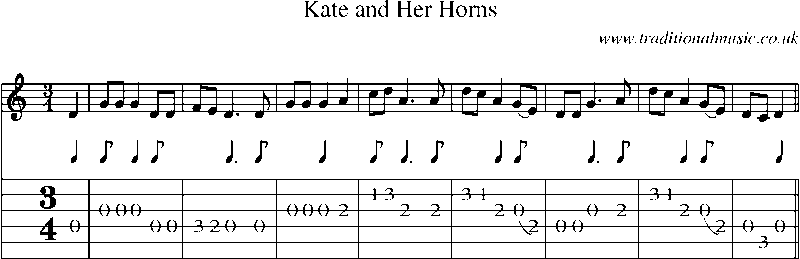 Guitar Tab and Sheet Music for Kate And Her Horns