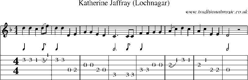 Guitar Tab and Sheet Music for Katherine Jaffray (lochnagar)