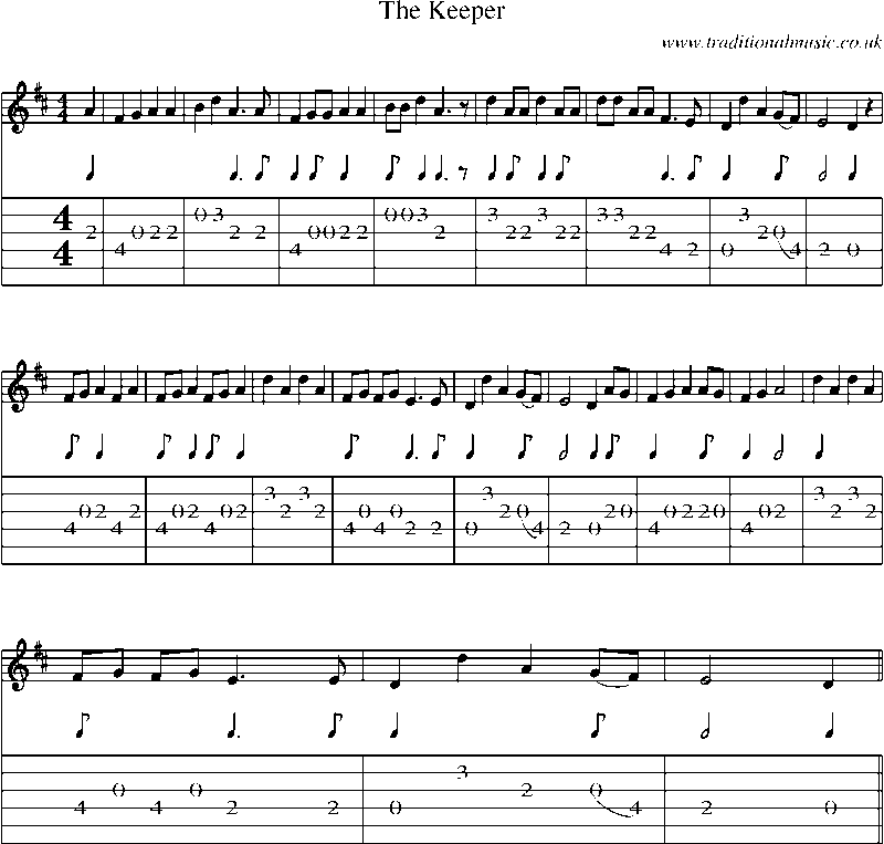 Guitar Tab and Sheet Music for The Keeper