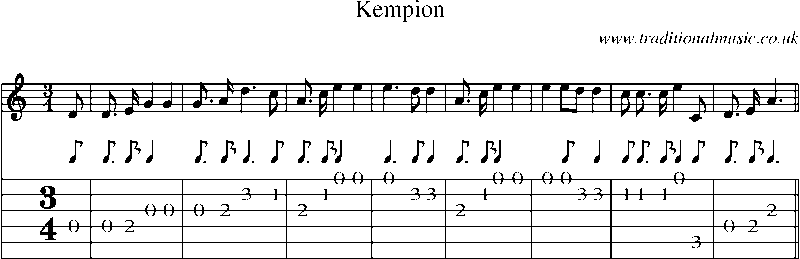 Guitar Tab and Sheet Music for Kempion