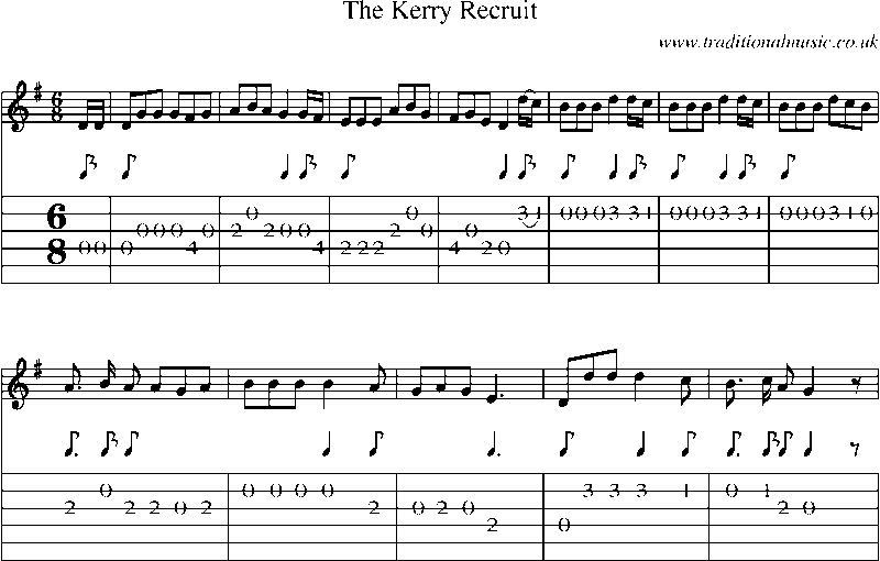 Guitar Tab and Sheet Music for The Kerry Recruit(1)