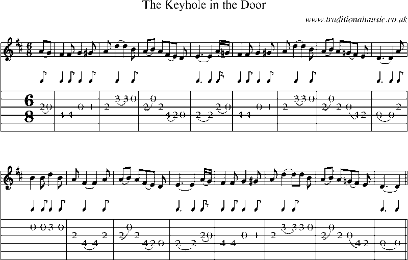 Guitar Tab and Sheet Music for The Keyhole In The Door