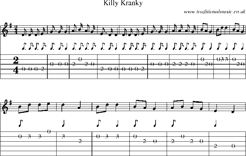 Guitar Tab and Sheet Music for Killy Kranky