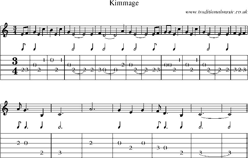 Guitar Tab and Sheet Music for Kimmage