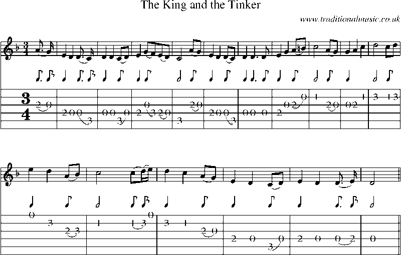 Guitar Tab and Sheet Music for The King And The Tinker