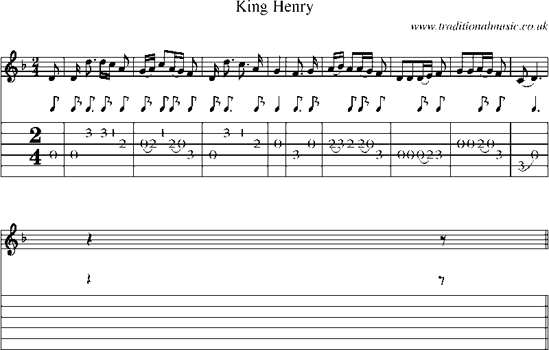 Guitar Tab and Sheet Music for King Henry(1)