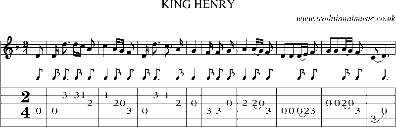 Guitar Tab and Sheet Music for King Henry