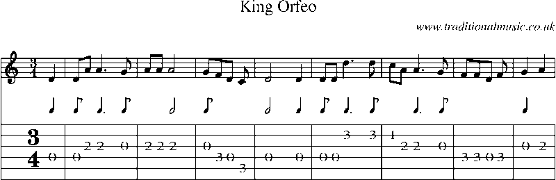 Guitar Tab and Sheet Music for King Orfeo