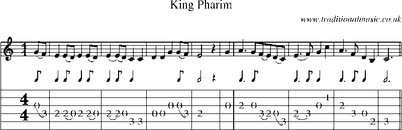 Guitar Tab and Sheet Music for King Pharim