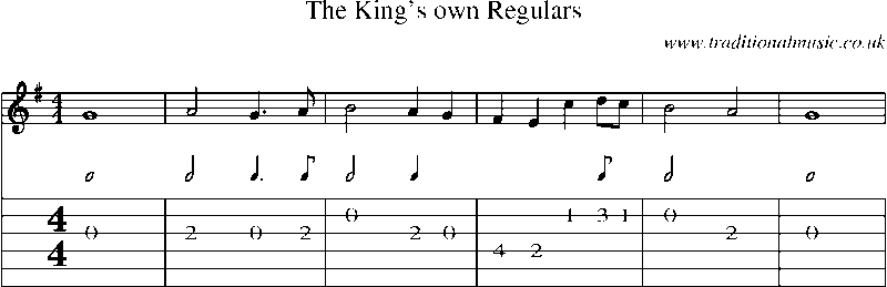 Guitar Tab and Sheet Music for The King's Own Regulars(1)