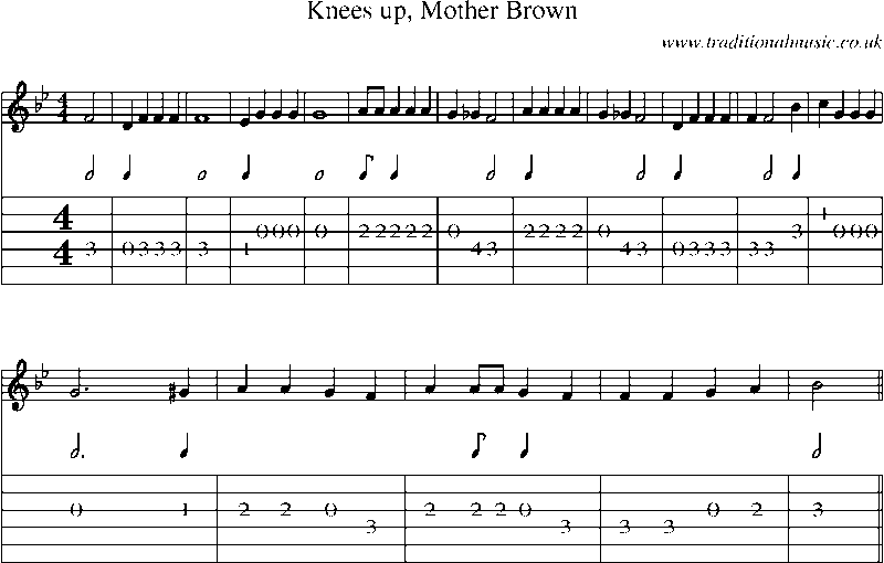 Guitar Tab and Sheet Music for Knees Up, Mother Brown
