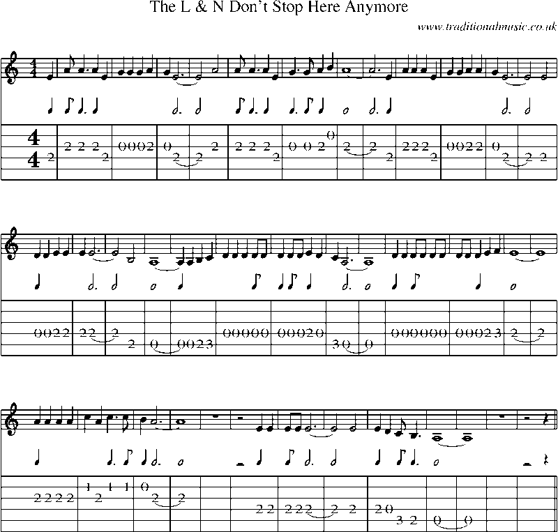 Guitar Tab and Sheet Music for The L & N Don't Stop Here Anymore