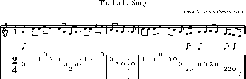 Guitar Tab and Sheet Music for The Ladle Song