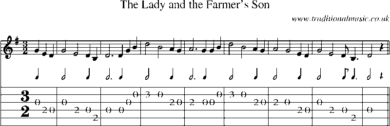 Guitar Tab and Sheet Music for The Lady And The Farmer's Son