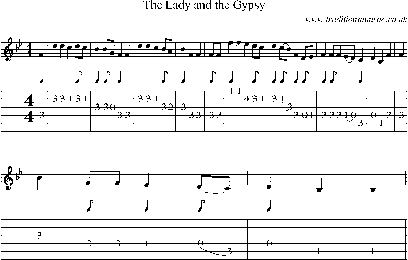 Guitar Tab and Sheet Music for The Lady And The Gypsy