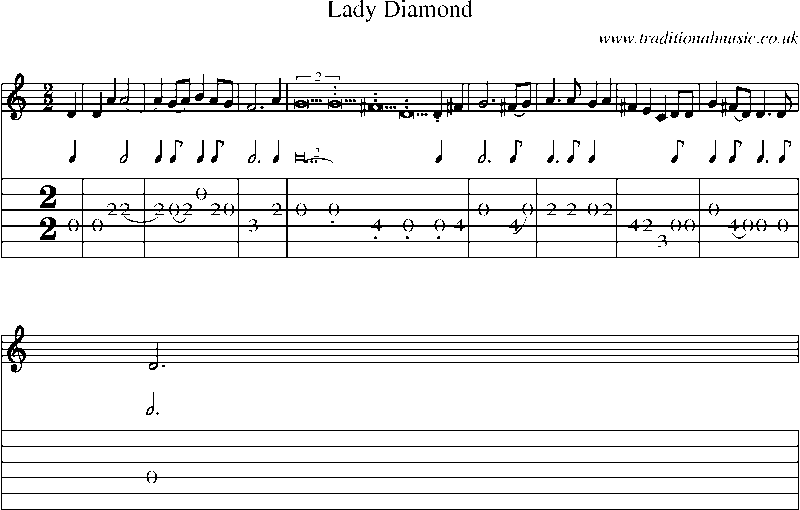 Guitar Tab and Sheet Music for Lady Diamond