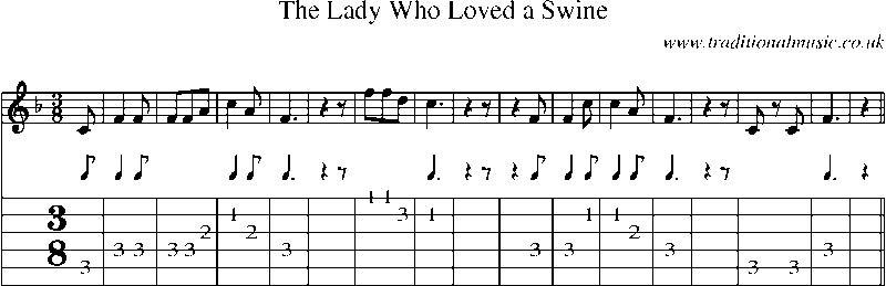 Guitar Tab and Sheet Music for The Lady Who Loved A Swine