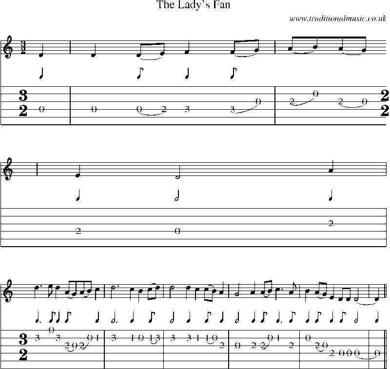Guitar Tab and Sheet Music for The Lady's Fan