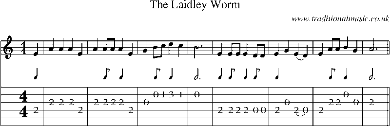 Guitar Tab and Sheet Music for The Laidley Worm