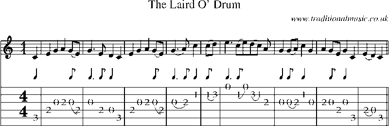 Guitar Tab and Sheet Music for The Laird O' Drum