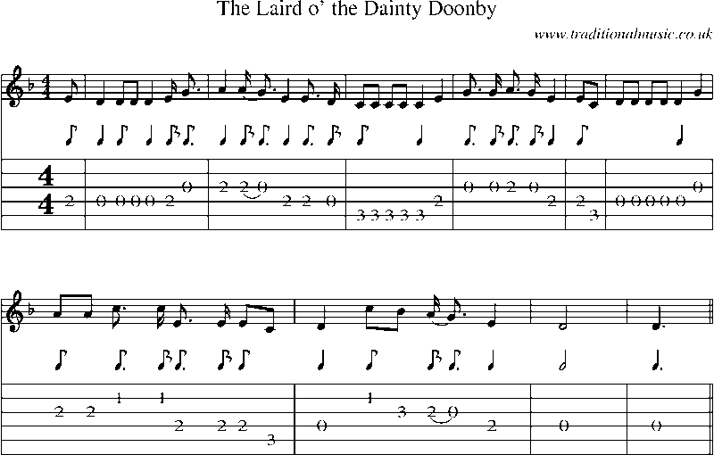 Guitar Tab and Sheet Music for The Laird O' The Dainty Doonby