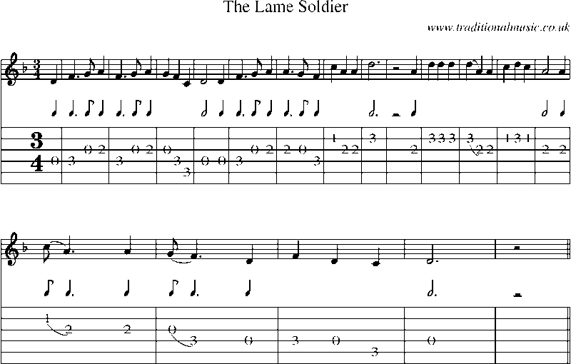 Guitar Tab and Sheet Music for The Lame Soldier