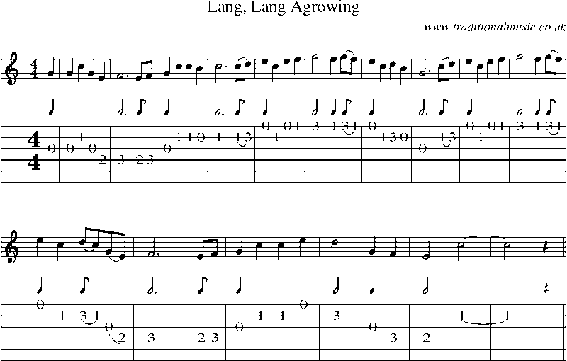 Guitar Tab and Sheet Music for Lang, Lang Agrowing