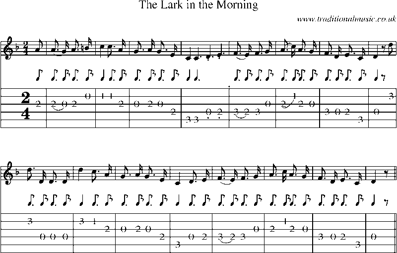 Guitar Tab and Sheet Music for The Lark In The Morning