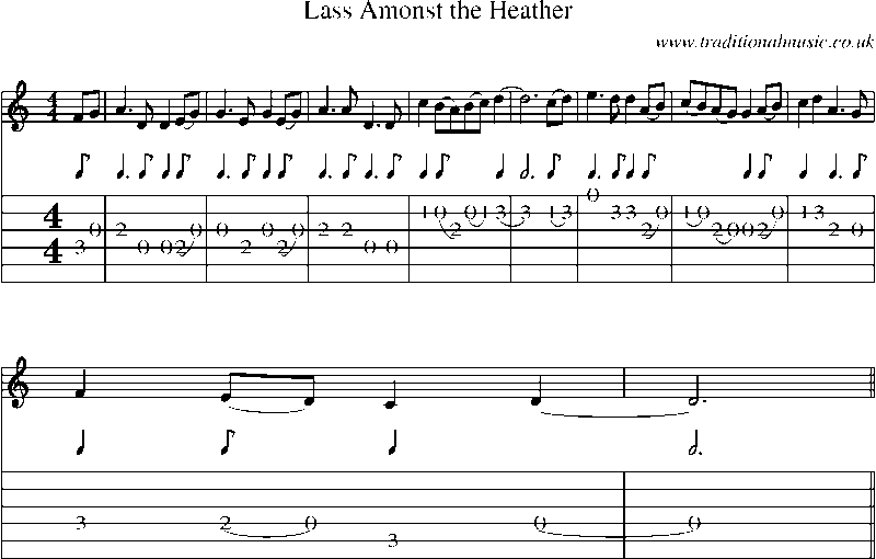 Guitar Tab and Sheet Music for Lass Amonst The Heather