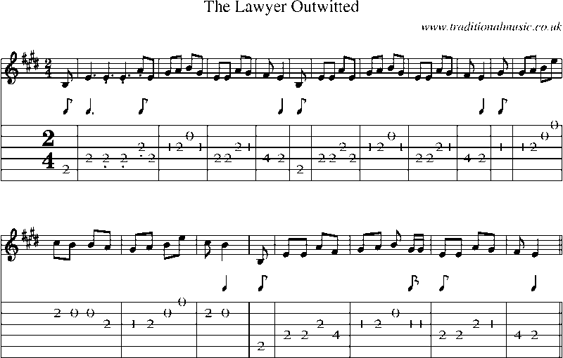 Guitar Tab and Sheet Music for The Lawyer Outwitted