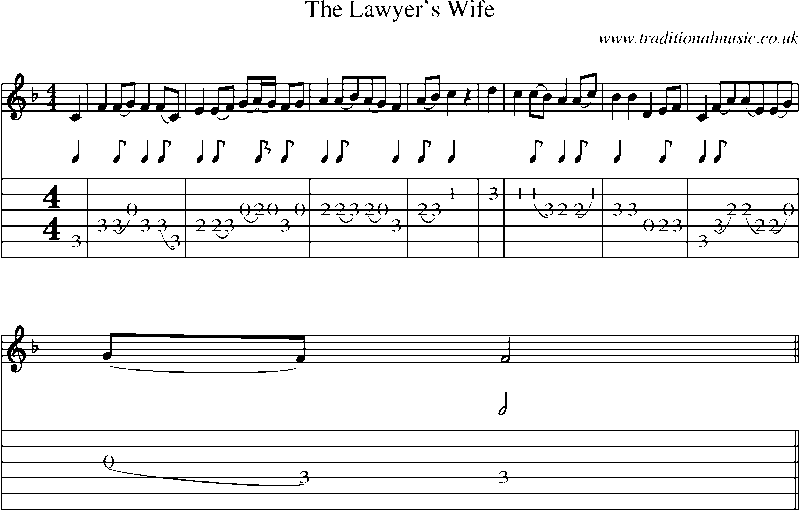 Guitar Tab and Sheet Music for The Lawyer's Wife