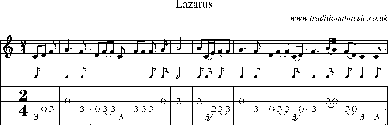 Guitar Tab and Sheet Music for Lazarus