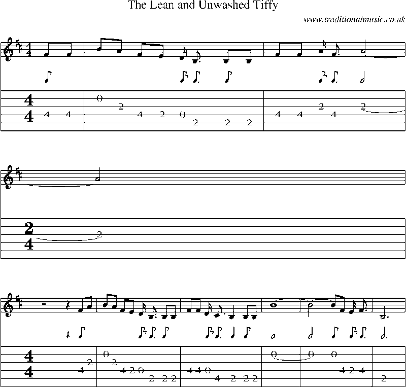 Guitar Tab and Sheet Music for The Lean And Unwashed Tiffy