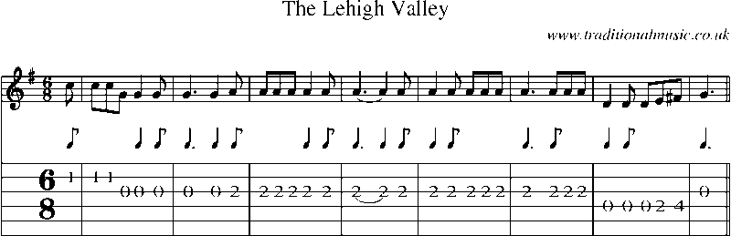 Guitar Tab and Sheet Music for The Lehigh Valley