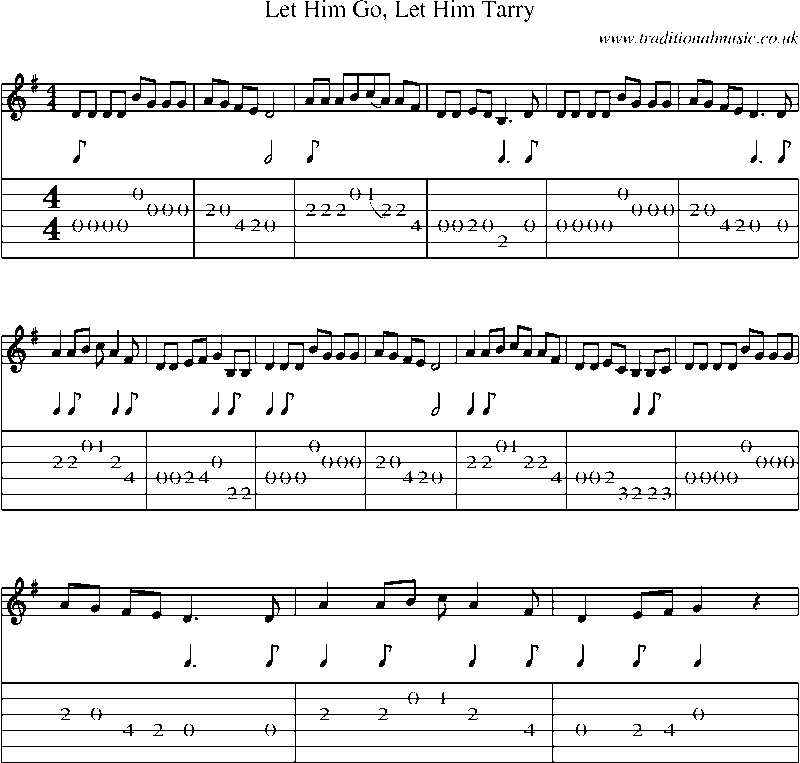 Guitar Tab and Sheet Music for Let Him Go, Let Him Tarry