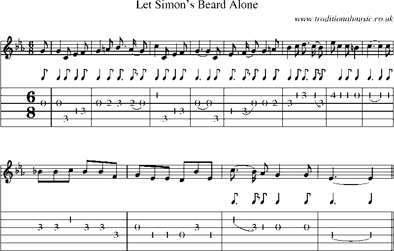 Guitar Tab and Sheet Music for Let Simon's Beard Alone