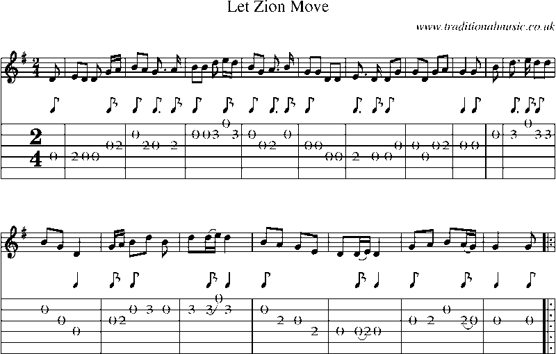 Guitar Tab and Sheet Music for Let Zion Move
