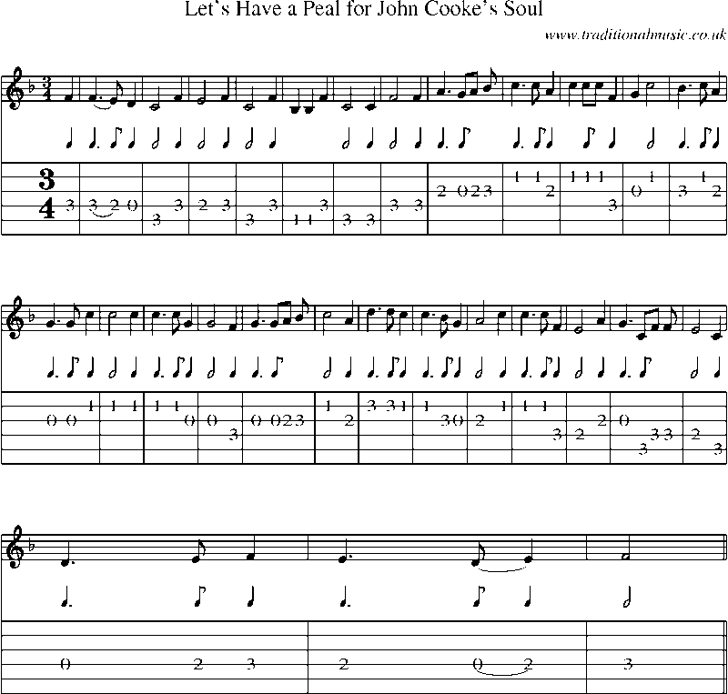 Guitar Tab and Sheet Music for Let's Have A Peal For John Cooke's Soul