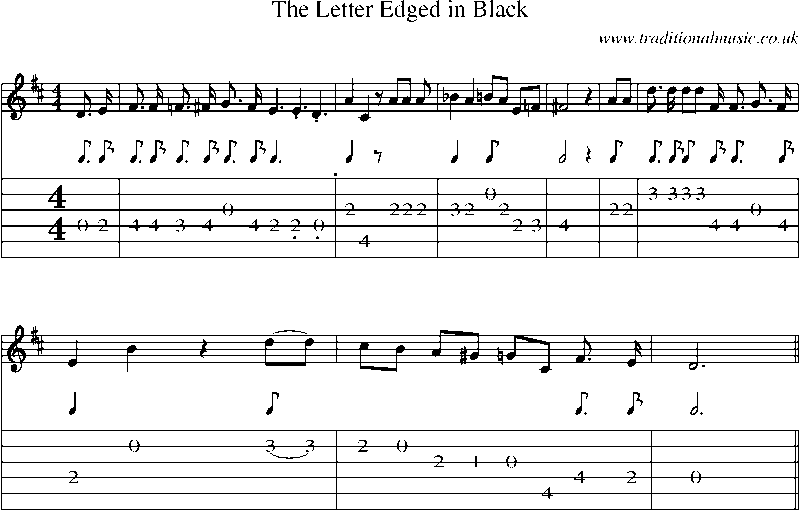 Guitar Tab and Sheet Music for The Letter Edged In Black