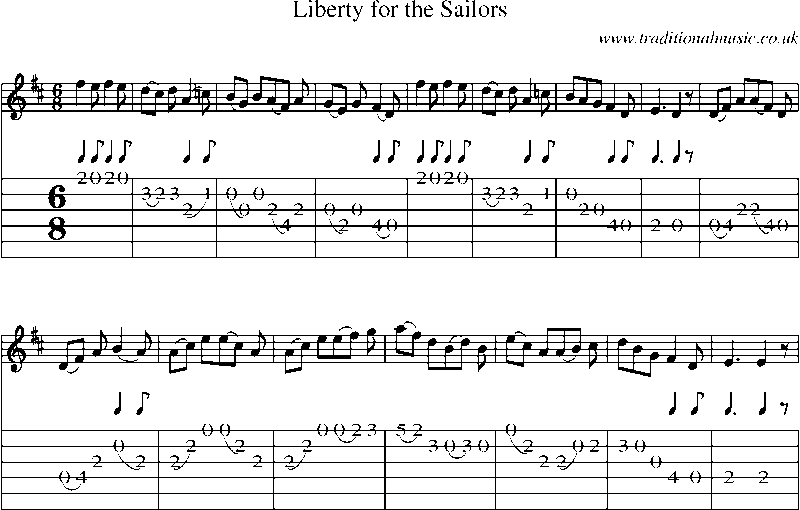 Guitar Tab and Sheet Music for Liberty For The Sailors