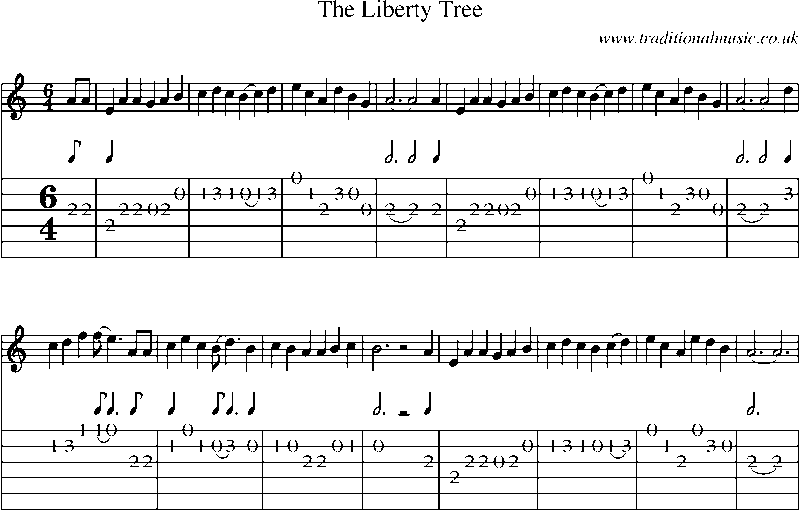 Guitar Tab and Sheet Music for The Liberty Tree
